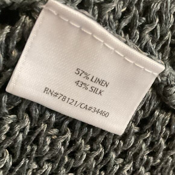 Eileen Fisher Green Linen Silk Open Weave Cardigan PJ Women's Size PP - Picture 7 of 9